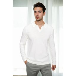 86813 Dewberry Polo Neck Long Sleeve Knitwear-EKRU