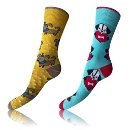 Bellinda CRAZY SOCKS 2x - Cheerful Socks 2 Pairs - Light Blue - Yellow