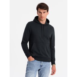 Ombre Men's BASIC cotton kangaroo hooded sweatshirt - black