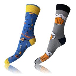 Bellinda CRAZY SOCKS 2x - Happy Socks 2 Pairs - Grey - Yellow - Blue