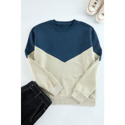 Trendyol Indigo Regular Crew Neck Paneled Polar Fleece Inside Cotton Sweatshirt