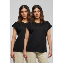 Women's T-shirt with extended shoulder 2 pcs black+black