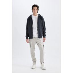 DEFACTO Regular Fit Jogger Sweatpants Cargo Pocket Basic Plain Tie Waist Elastic Leg
