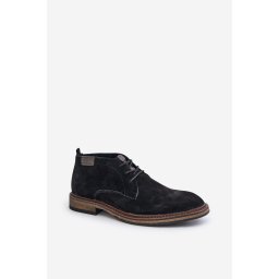 BIG STAR SHOES Велурени мъжки ботуши с връзки Black Big Star
