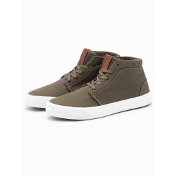 Ombre Men's cotton canvas high-top sneakers shoes - olive