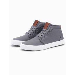 Ombre Men's high-top cotton canvas sneakers shoes - gray