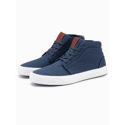 Ombre Men's high-top sneakers in cotton canvas - dark blue