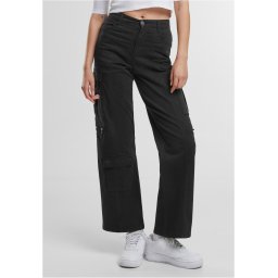 Women's Loose Utility Stretch Twill black cargo pants