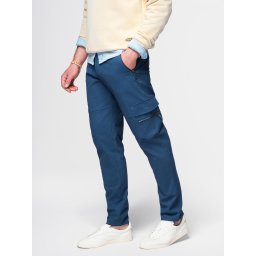 Ombre Men's STRAIGHT LEG cargo pants with zippered pockets - dark blue