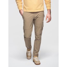 Ombre Men's cargo pants STRAIGHT LEG with zippered pockets - khaki