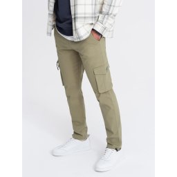 Ombre Men's STRAIGHT LEG cargo pants with triangle pocket pin - olive
