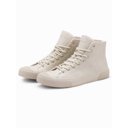 Ombre Men's high-top sneakers shoes with rubber toe - cream