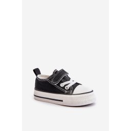 Children's canvas Velcro sneakers - black Daloma