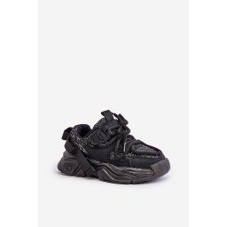 Children's sneakers decorated with sequins black Liatoma