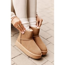 Leather suede snow boots on a platform above the ankles Camel Rianaella