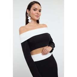 Trendyol Black and White Knitting Upper-Lower Team TPRSS25AU00001