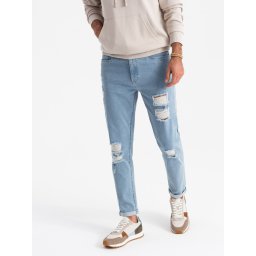 Ombre Wash men's TAPER FIT denim pants with rubbing - blue