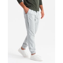 Ombre Men's knit joggers with pleats - light grey