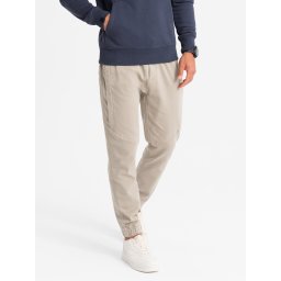 Ombre Men's knit joggers with pleats - ash