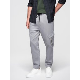 Ombre Men's knitted joggers with cargo pockets - light grey