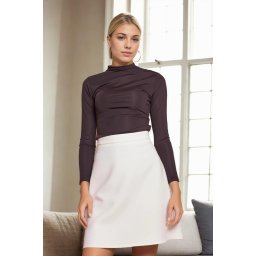 60086 Dewberry Knee Length Bell Skirt-LIGHT BEIGE