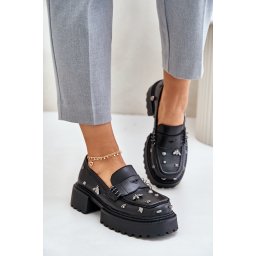 Women's leather half-boots with D&A decorations black