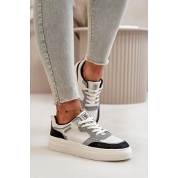Women's low sneakers made of eco leather Big Star white-gray