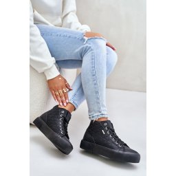 Insulated women's sneakers with Big Star stitching black