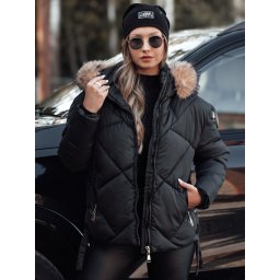 Дамско зимно яке LESISI с качулка, черно