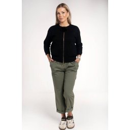 Khaki cotton trousers with elastic band