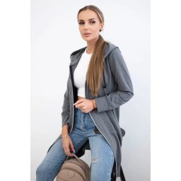 Women's long hoodie Kesi - dark gray melange