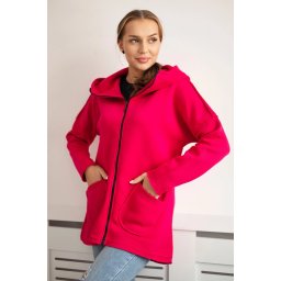 Insulated sweatshirt with a longer back and fuchsia pockets
