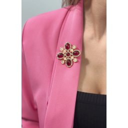 Floral brooch 2 red