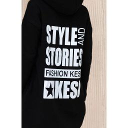 Reinforced sweatshirt with long back and hood black