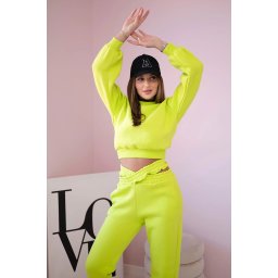 Insulated set with a short pistachio sweatshirt