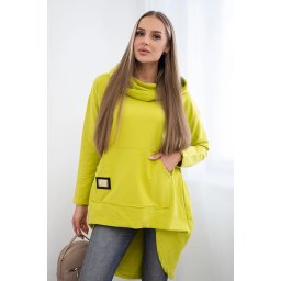 Sweatshirt with a long back and kiwi hood