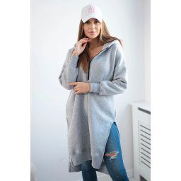 Insulated sweatshirt with slits on the sides in gray color