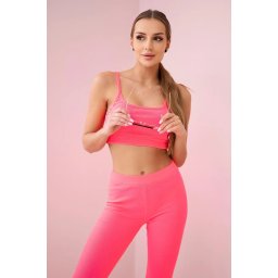 Striped top set with blouse pink neon