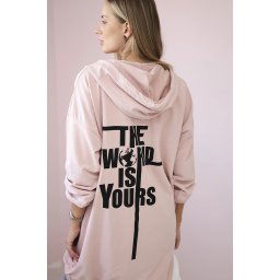 Sweatshirt with "The World is Yours" print in dark powder pink