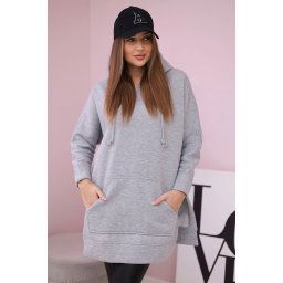 Insulated sweatshirt with slits on the sides in gray color