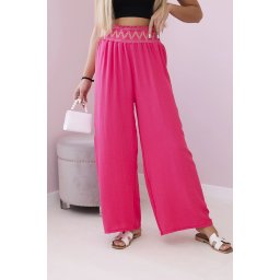 Trousers with a wide elastic waistband in pink color
