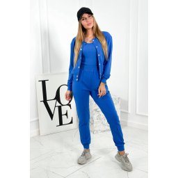 Set 3in1 sweatshirt with press studs + top + trousers cornflower blue