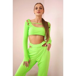 Complete with green neon blouse top