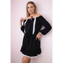 Shoulder and lace black dress