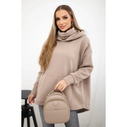 Insulated sweatshirt with a zipper at the back dark beige