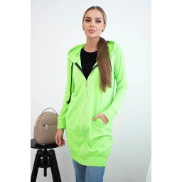 Dress with hood and hood green neon color