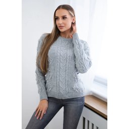 Sweater with cable weave in gray color