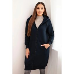 Women's Long Insulated Hooded Sweatshirt - Dark Blue