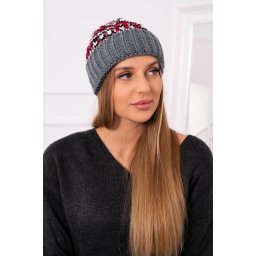 Women's cap Iris K348 dark gray+red