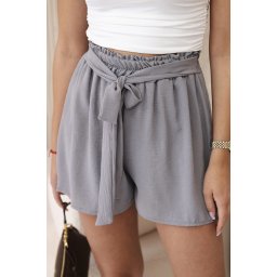 Viscose shorts with a tie at the waist in gray